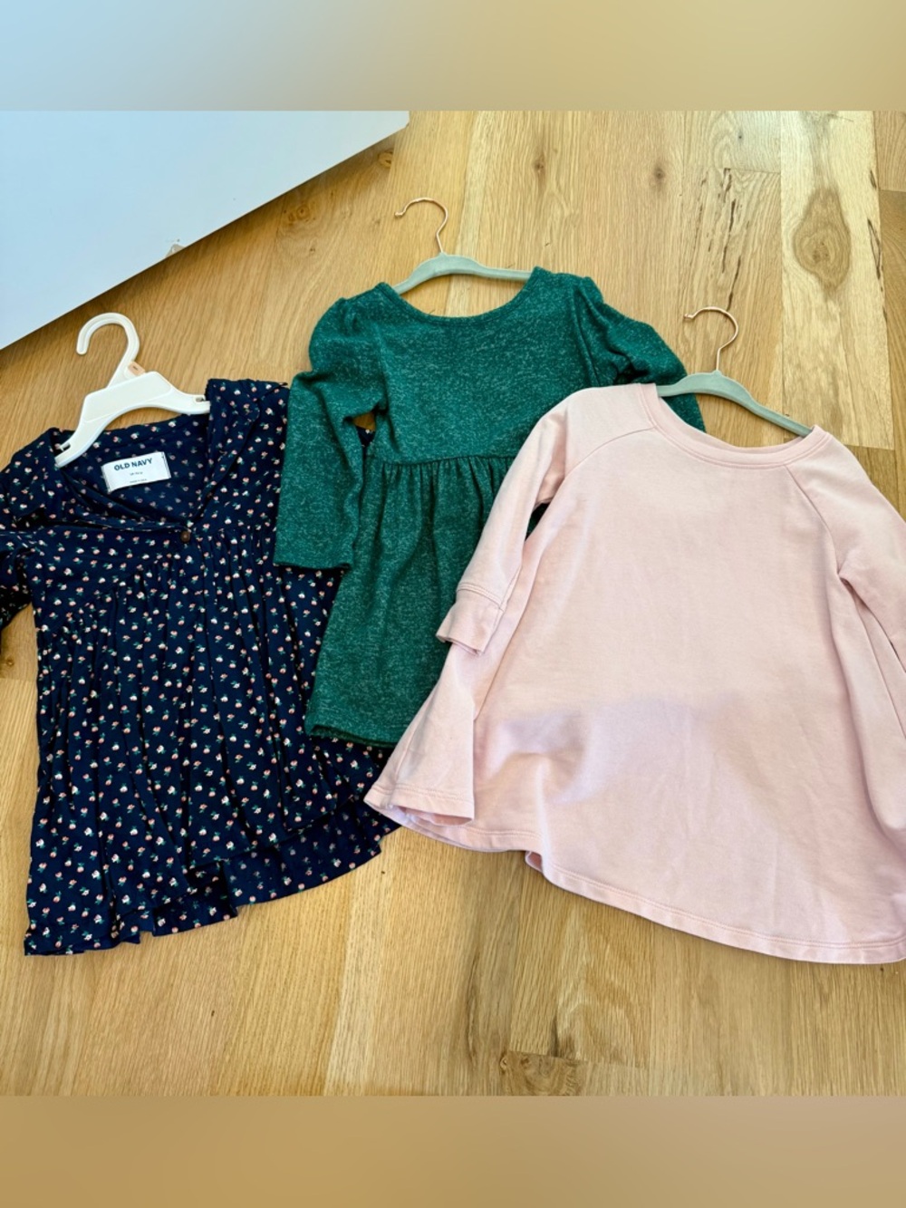 Girls' tunic Bundle - Navy Floral, Green Sparkle, Pink Tunic